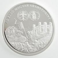 DN A magyar pénz krónikája - Az első magyar aranyforint Ag emlékérem, tanúsítvánnyal, dísztokban (20g/0.999/38,61mm) T:PP