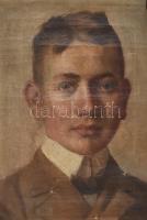 Hollós-Holczer Károly (1873-?): Fiú portré. Olaj, vászon, jelzett. Vakráma nélkül, feltekerve, sérült, 36×26,5 cm