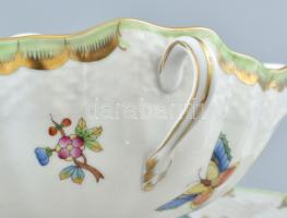 Herendi Viktória mintás szószos tál, kézzel festett, jelzett, kopásnyomokkal