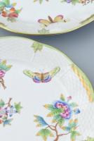 Herendi Viktória mintás 6db lapostányér, kézzel festett porcelán, jelzett, kopásnyomokkal