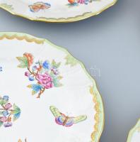 Herendi Viktória mintás 6db lapostányér, kézzel festett porcelán, jelzett, kopásnyomokkal