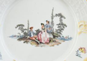 Rosenthal aranyozott életjelenetes teás, mokkás és süteményes készlet, jelzett, kopásnyomokkal