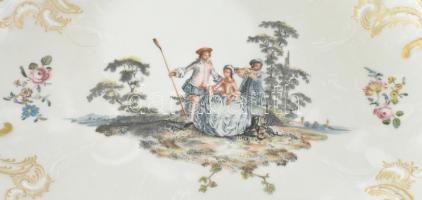 Rosenthal aranyozott életjelenetes teás, mokkás és süteményes készlet, jelzett, kopásnyomokkal