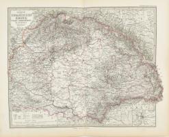 1882 A Magyar Korona országainak német nyelvű térképe. Színezett rézmetszet 41x33 cm Szép állapotban