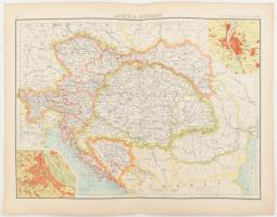 cca 1910 Ausztria-Magyarország térképe a két főváros térképével / Map of Austria-Hungary John Bartholomew 42x30 cm