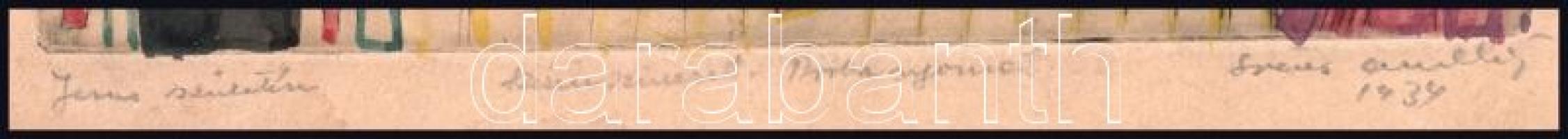 Olvashatatlan jelzéssel: Jézus születése, 1934. Színezett rézkarc, papír, próbanyomat, 25x21 cm