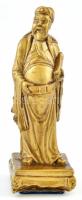 Konfuciusz szobor, aranyszínű lakkozott szobrocska, kopott, m:18cm