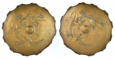 Szecessziós talpas fém kínáló, kopott, jelzés nélkül, m:14cm