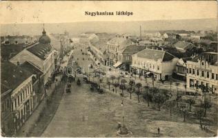 1915 Nagykanizsa, Fő tér, Néptakarékpénztár, Balogh Jenő, Haas Vilmos, Bájer Vince üzlete, Polgári vendéglő (EK)