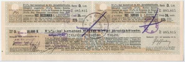 Budapest 1917. "A magyar korona országai 6%-kal kamatozó Járadékkölcsön" államadóssági köt...