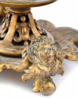 Antik bronz gyertyatartó pár, kopott, m: 17cm