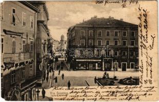 1904 Fiume, Rijeka; Via Governo / street, shop of Salamon Weisz (EM)