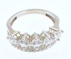 Ezüst(Ag) dupla gyűrű kövekkel gazdagon kirakva, jelzett, méret: 56, bruttó: 4,34 g