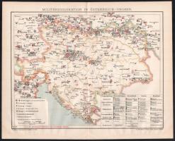 cca 1890 Ausztria-Magyarország katonai és erődítési térképe + - politikai térképe. Lap: 30x25 cm Alján képet nem érintő folttal
