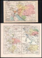 cca 1890 Ausztria-Magyarország 4 db történelmi és földrajzi térképe. Lap: 30x25 cm
