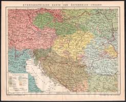 cca 1890 Ausztria-Magyarország néprajzi térképe. Lap: 30x25 cm