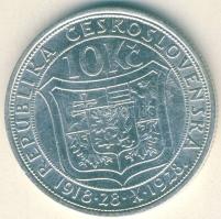 Csehszlovákia 1928. 10K Ag "Függetlenség 10. évfordulója" T:2
