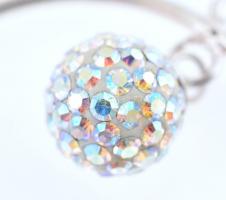 Ezüst(Ag) karikafülbevaló-pár shamballa gyönggyel, jelzett, d: 3 cm, bruttó: 5,29 g