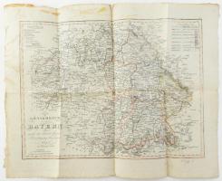 Königreich Bayern nach der letzten Grenz Berichtigung bearbeitet. Tranquillo Mollo (1767-1837): Bajororoszág színezett rézmetszetű térképe. / Etched map of Bavaria 40x34 cm
