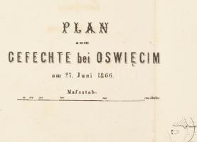 1866 Plan zum Gefechte bei Oswiecim am 21. Juni 1866. A porosz-osztrák-olasz háború Auschwitzi csata...
