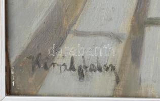 Királyfalvy Kraft Károly (1879-1964): Sétálók a pesti Dunaparton. Olaj, vászon, jelzett. Kissé kopot...