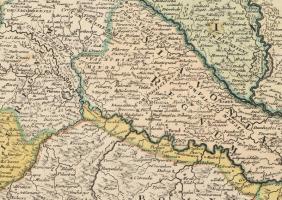 Magyarország térképe a pozsareváci béke után, jobb felső sarkában Temesvár ostromának képével. Hunga...