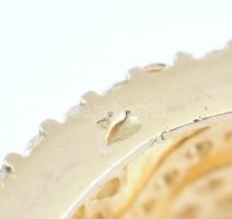 Aranyozott ezüst(Ag) gyűrű kövekkel gazdagon kirakva, jelzett, méret: 51, bruttó: 5,68 g