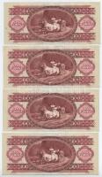 1984. 100Ft (4x) sorszámkövetők "B376 015883-015886" T:I kissé hullámos papír, a felső szé...