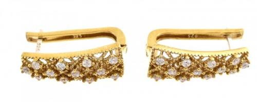 Aranyozott ezüst(Ag) fülbevalópár, jelzett, h: 2,5 cm, bruttó: 5,6 g