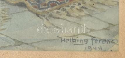 Helbing Ferenc (1870-1958): Hárem. Akvarell, ceruza, papír, jelzett. Üvegezett, sérült fa keretben. ...