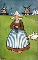 Children art postcard. Raphael Tuck & Sons' "Oilette" Postcard 9322. "Little Hollanders" Series VII. s: D. Peachey