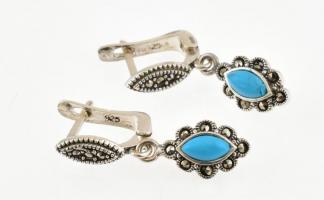 Ezüst(Ag) ékszerszett (nyaklánc, gyűrű, fülbevalópár), jelzett, bruttó: 12,6 g