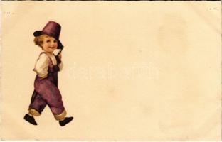 Children art postcard, boy (fl)