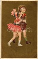 1923 Italian children art postcard