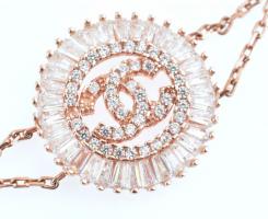 Aranyozott ezüst(Ag) karkötő, kerek középrésszel, h: 19 cm, bruttó: 3,5 g