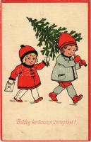 Boldog karácsonyi ünnepeket! / Children art postcard with Christmas greetings. EAS 4734. (fl)