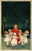 Boldog karácsonyi ünnepeket! / Children art postcard with Christmas greetings. ERIKA Nr. 6054. (fa)