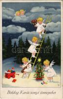 Boldog Karácsonyi ünnepeket! / Children art postcard with Christmas greetings. Meissner & Buch Künstler-Postkarten Serie 2362. (r)