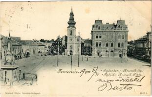 1900 Temesvár, Timisoara; Gyárváros, Kossuth tér, Brüder Kohn üzlete / Fabric, square, shops