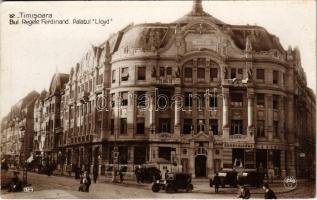 1951 Temesvár, Timisoara; Bul. Regele Ferdinand, Palatul Lloyd / Lloyd palota, utca, autók, Baruch & Comp. üzlete / palace, shop, street, automobiles (EK)