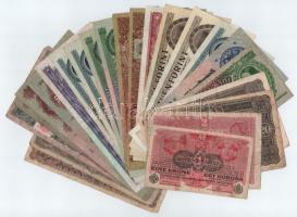 Vegyes 23 db-os korona-pengő-forint bankjegy tétel közte 1916. 1K és 1980. 500Ft T:II-IV köztük szép papír, némelyiken foltok, kisebb szakadások