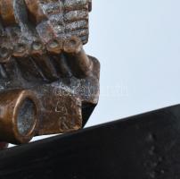 Csíkszentmihályi Róbert (1940-): A gép. Vásárdíj Bronz, jelzett, fa talapzaton m: 16 cm sz 14 cm