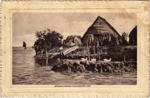 1918 Grado, Casoni / Fischerhütten / fishing huts (ázott / wet damage)