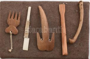 Bányai József (1933-2015) szobrász művészeti hagyatéka, tétel: 14 db terrakotta figura kb 5 cm, + fa...