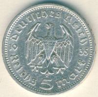 Német 3. Birodalom 1935A 5M Ag "Hindenburg" T:3 ph