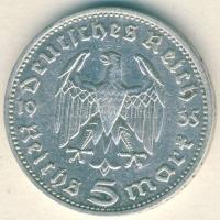 Német 3. Birodalom 1935D 5M Ag "Hindenburg" T:3