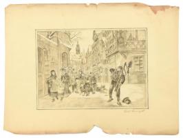 1875 Döltl Teréz (?-?) Kéményseprő. Ceruza, papír, Jelzett 18x25 cm