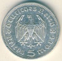 Német 3. Birodalom 1935E 5M Ag "Hindenburg" T:3 ph