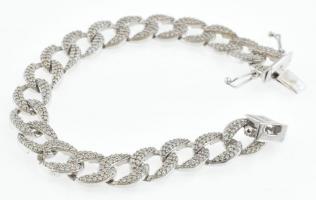 Ezüst(Ag) kövekkel gazdagon kirakott karkötő, jelzett, h: 16,5 cm, bruttó: 17,65 g