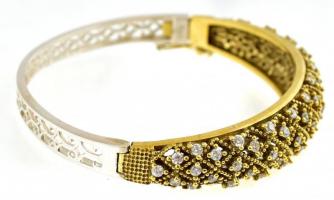 Aranyozott ezüst(Ag) karperec, kövekkel gazdagon kirakva, jelzett, 5×6 cm, bruttó: 18,9 g